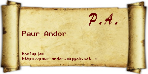 Paur Andor névjegykártya